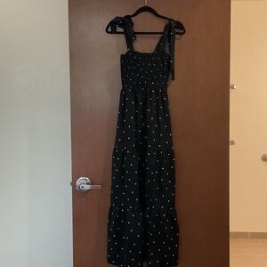 Francesca's Collections Black Maxi Dress with White Dots